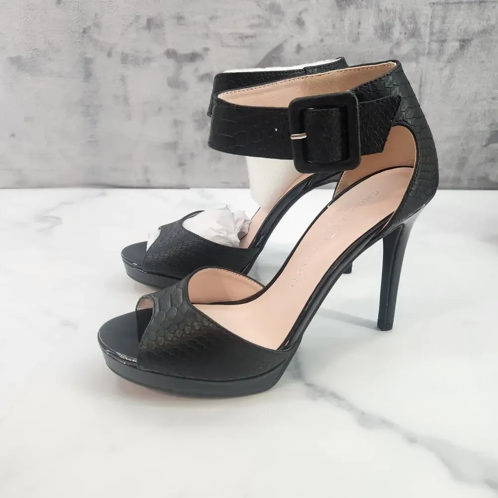 NIB Chinese Laundry Z-Faire Snake Print Black Open Toe 4